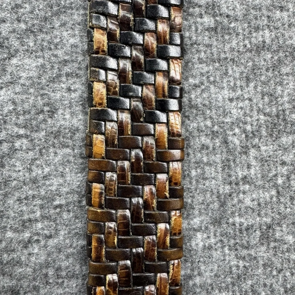 Brighton Brown & Black Leather Braided‎ Belt Size 36 Model P4100 *READ*